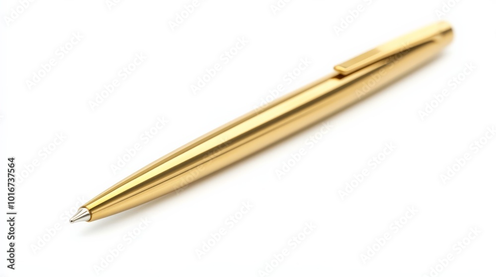 Elegant gold pen on white background, perfect for writing, office work, or as a luxury gift. Captures sophistication and style. Elegant gold pen on white background, perfect for writing, office work, or as a luxury gift. Captures sophistication and style.