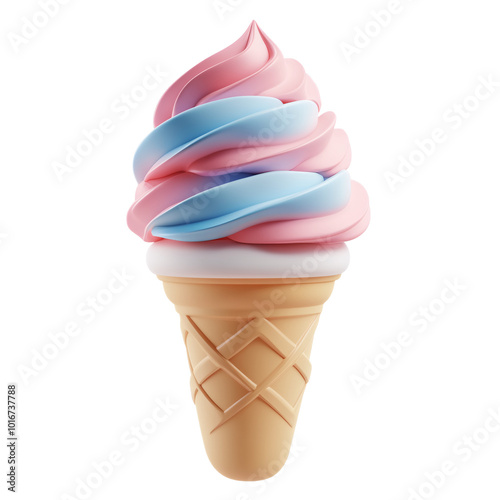  ice cream 3d icon cartoon style on white and transparent background 
