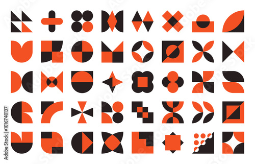 Set, collection geometric shapes. Trendy set with shapes different style. Bauhaus, futuristic, memphis. set of black bauhaus shapes, geometric abstract shapes. Modern style	