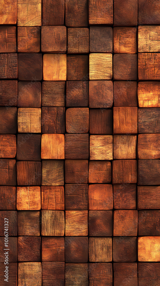 Three-dimensional wooden cube geometric pattern Three-dimensional wooden cube geometric pattern