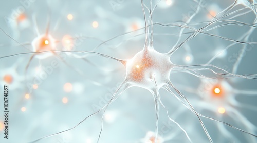 Neural Connections on Light Grey Background
