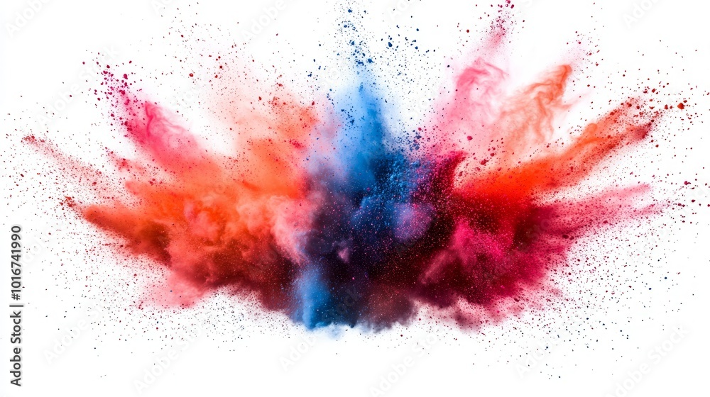 A colorful explosion of powder on a white background. A colorful explosion of powder on a white background.