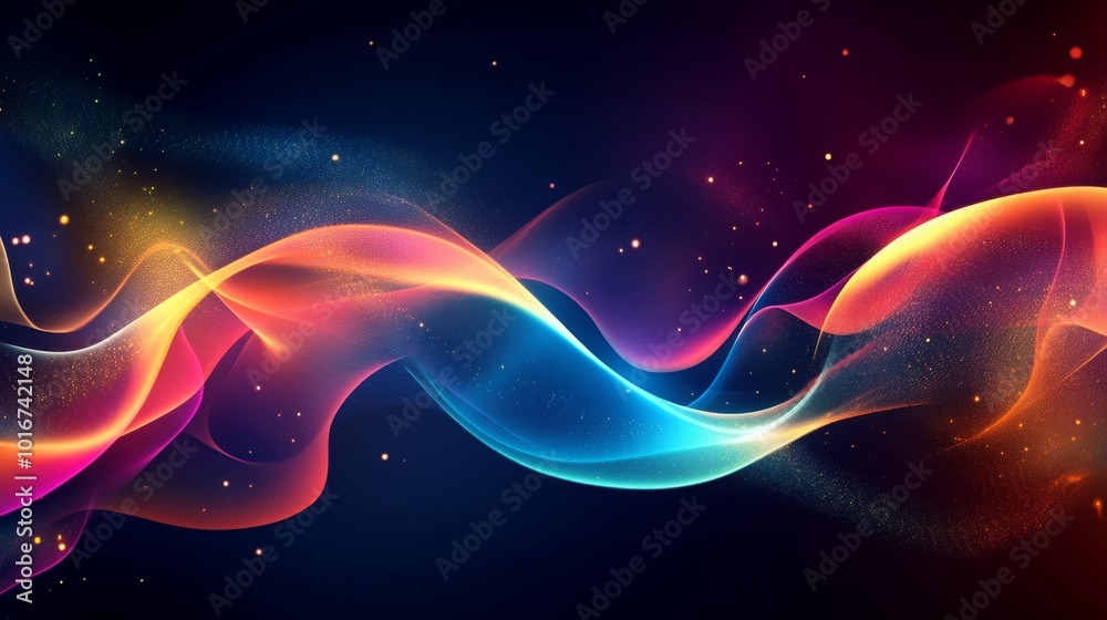 Obraz premium Abstract neon wave, a hi-tech design for banners, backgrounds, and prints