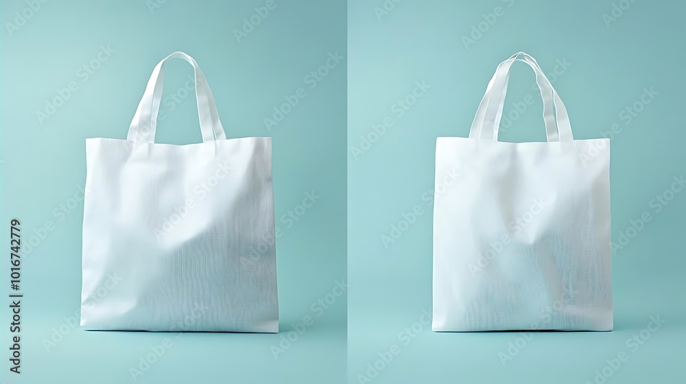 White Tote Bag Mockup on Blue Background White Tote Bag Mockup on Blue Background