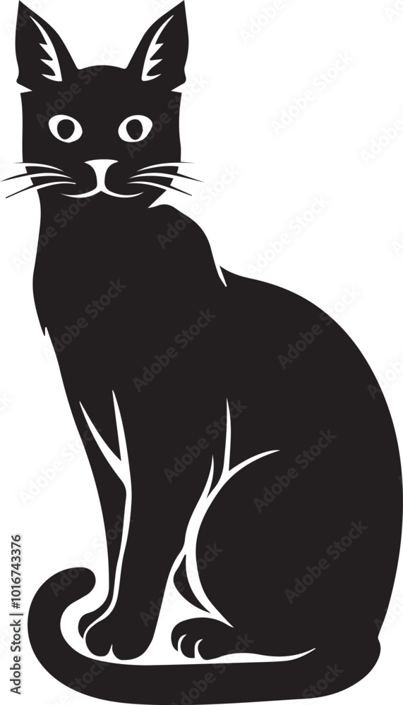 Obraz premium vector silhouette image of a cat sitting on a white background Art & Illustration