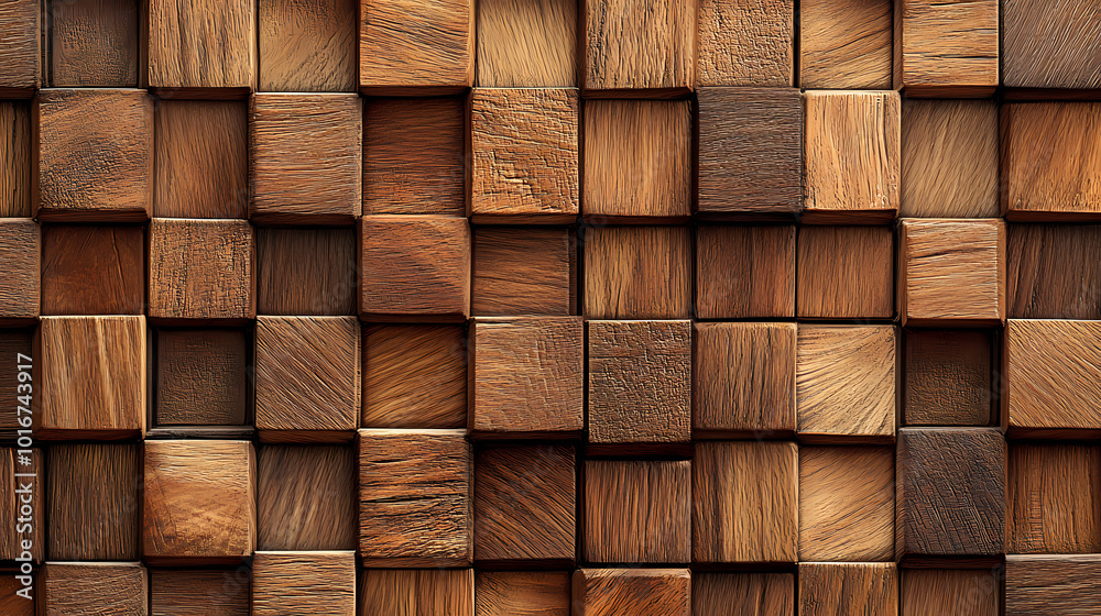 Three-dimensional wooden cube geometric pattern Three-dimensional wooden cube geometric pattern