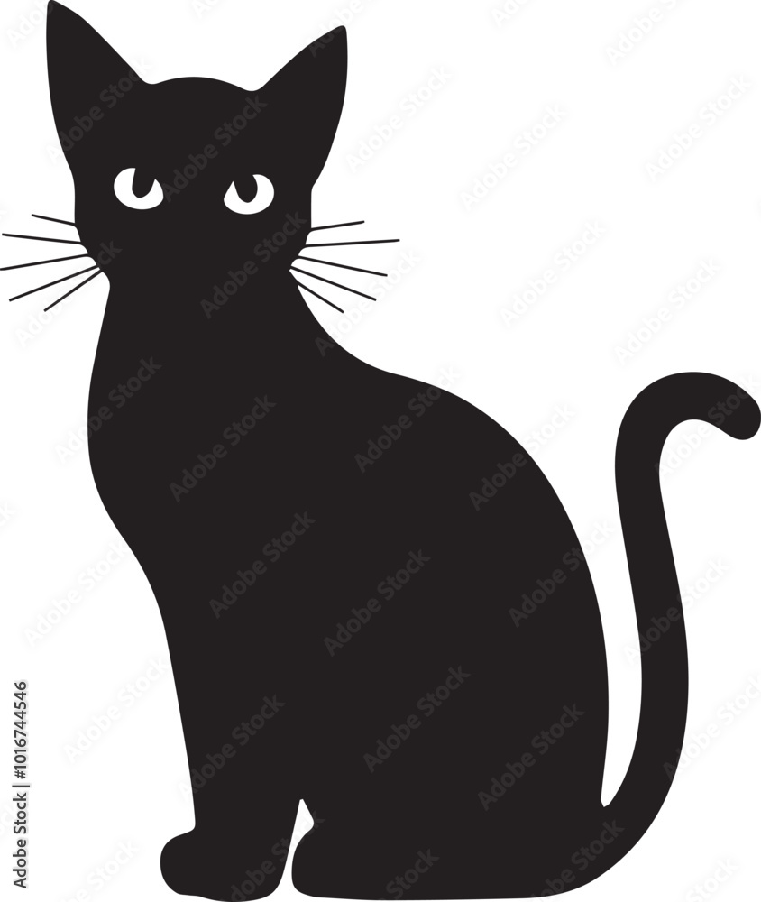 Fototapeta premium vector silhouette image of a cat sitting on a white background Art & Illustration 