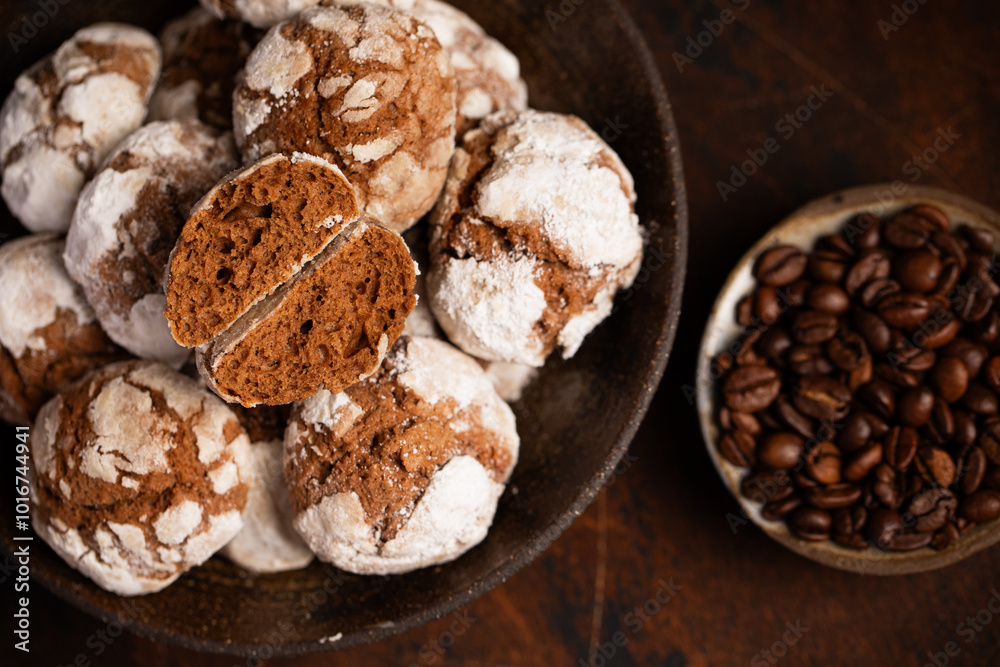 chocolate coffee cookies with cracks chocolate coffee cookies with cracks