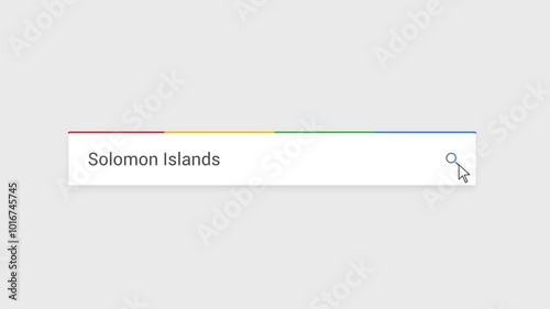 Typing Solomon Islands in Search Bar Animation | Close-Up Search Engine Interface | Web Search for Solomon Islands | Internet Browsing, Technology, and Digital Marketing Animation Video