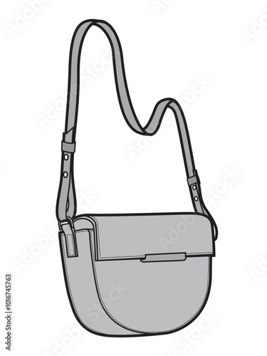 Women saddle bag design technical drawing by adobe illustrator