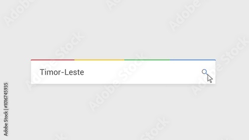 Typing Timor-Leste in Search Bar Animation | Close-Up Search Engine Interface | Web Search for Timor-Leste | Internet Browsing, Technology, and Digital Marketing Animation Video