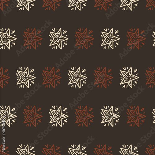 Seamless Christmas shiny stars vector pattern for festive design