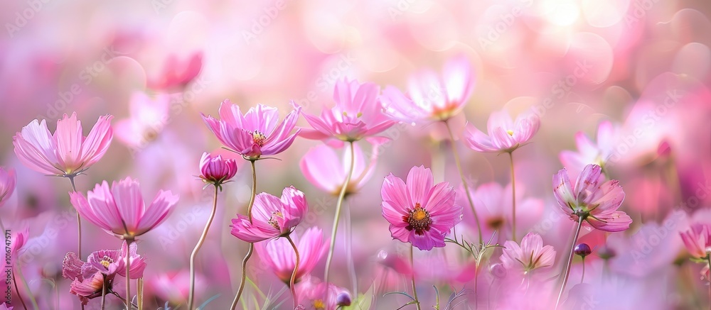 Cosmos Flowers Blooming in a Field Cosmos Flowers Blooming in a Field