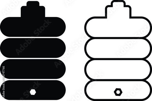 black water tank icons set flat and line vector collection isolated on transparent background. water gallon element graphic design. Plastic material large bag for water saving, house storage