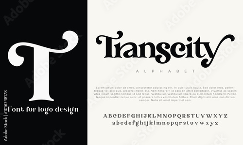 Transcity vector alphabet font for logo design