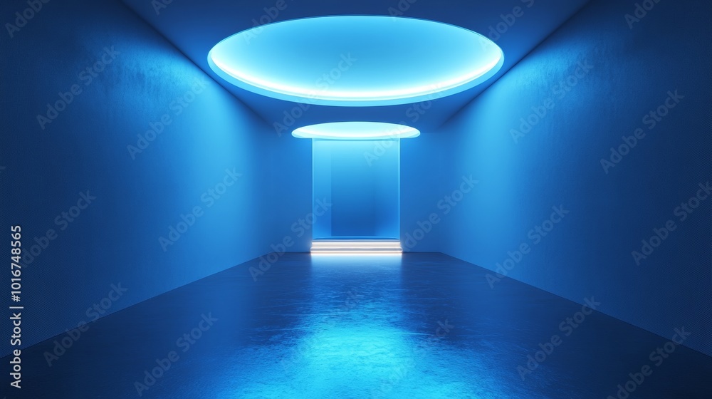 Obraz premium A blue room with a blue ceiling and a blue floor
