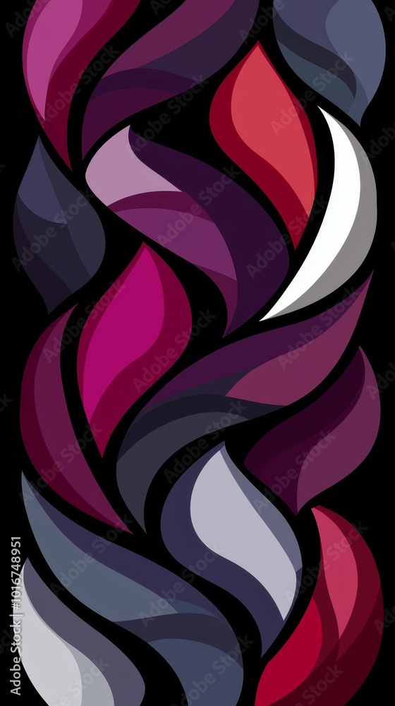 A black background with a red, purple swirl on the left side and a red and white swirl on the right side A black background with a red, purple swirl on the left side and a red and white swirl on the right side