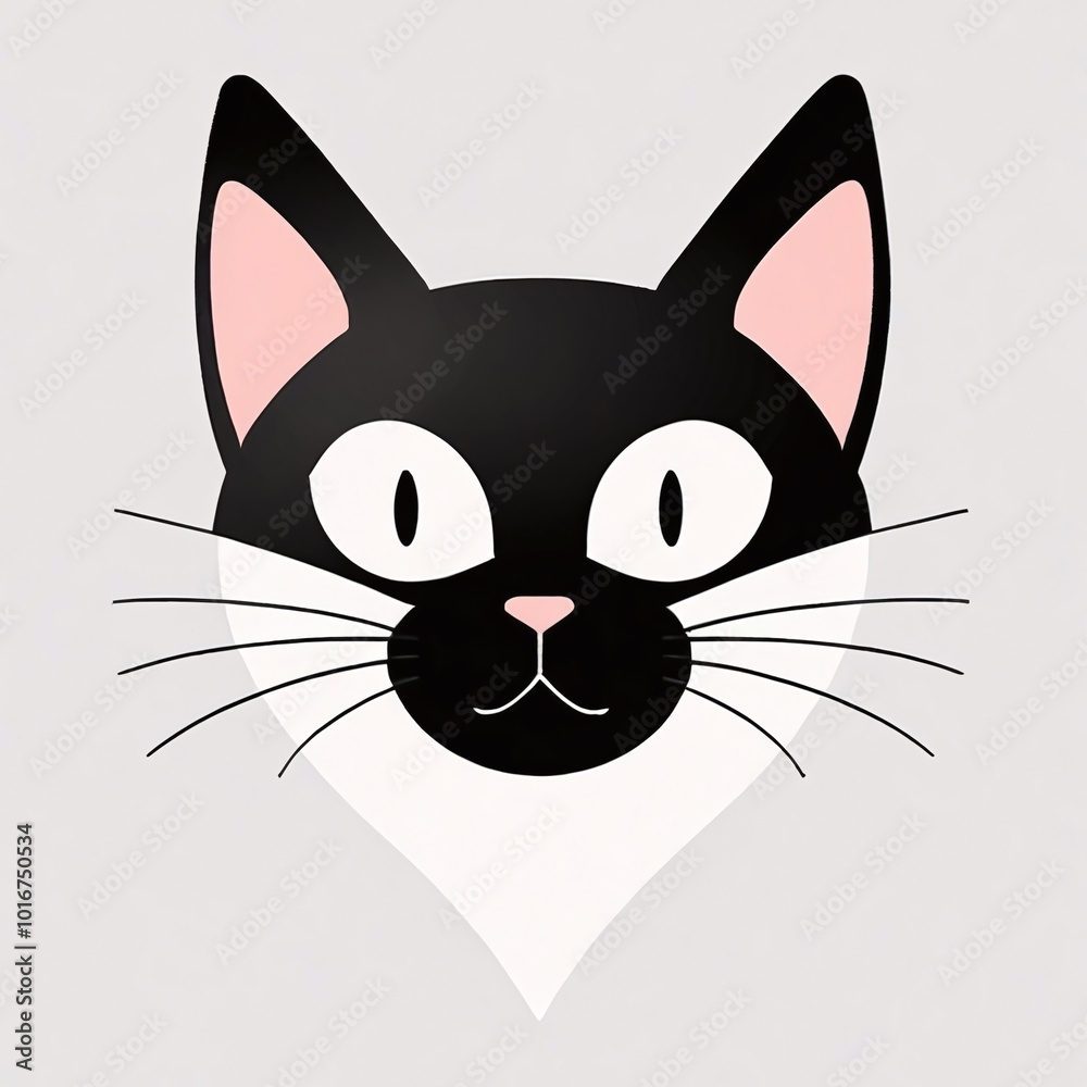 Obraz premium Adorable Minimalist Pastel Cat Illustration in Anime Style – Perfect for Logos, Children's Cards and Wall Art Kids' Products Designs and Anime Fans