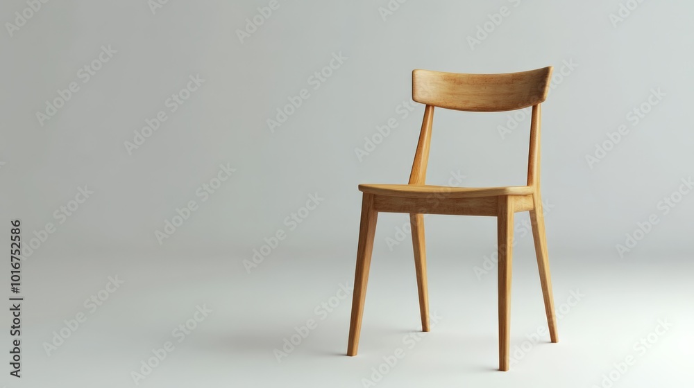 custom made wallpaper toronto digitalSimple wooden chair against a minimalist neutral background, showcasing classic design and elegance in furniture with natural wood tones.