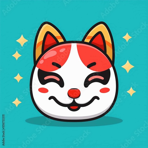 Cute Kitsune Mask Cartoon Vector