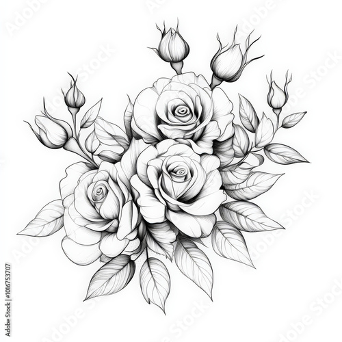 Wallpaper Mural flower, nature, floral, vector, rose, flowers, spring, tulip, plant, leaf, blossom, summer, illustration, drawing, design, poppy, beauty, pattern, decoration, bud, art, sketch, color, red, card Torontodigital.ca
