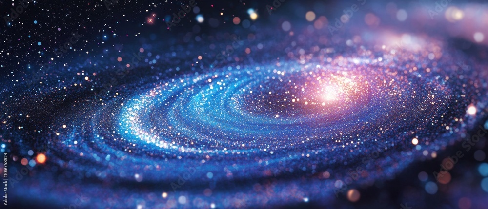 A spiral galaxy with a bright star in the center