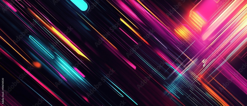 A colorful, abstract image of a light show with a black background