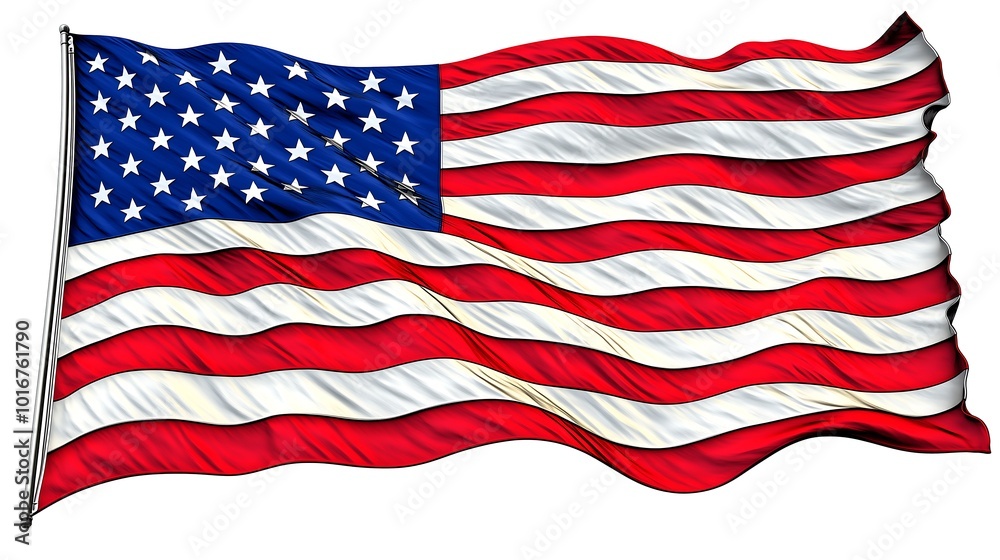 Fototapeta premium American flag isolated on white background.