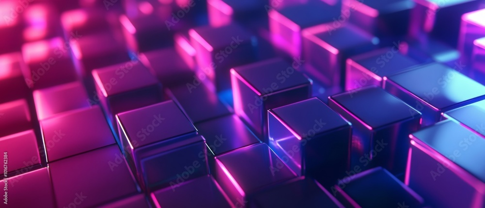 A close up of a purple and blue cube pattern