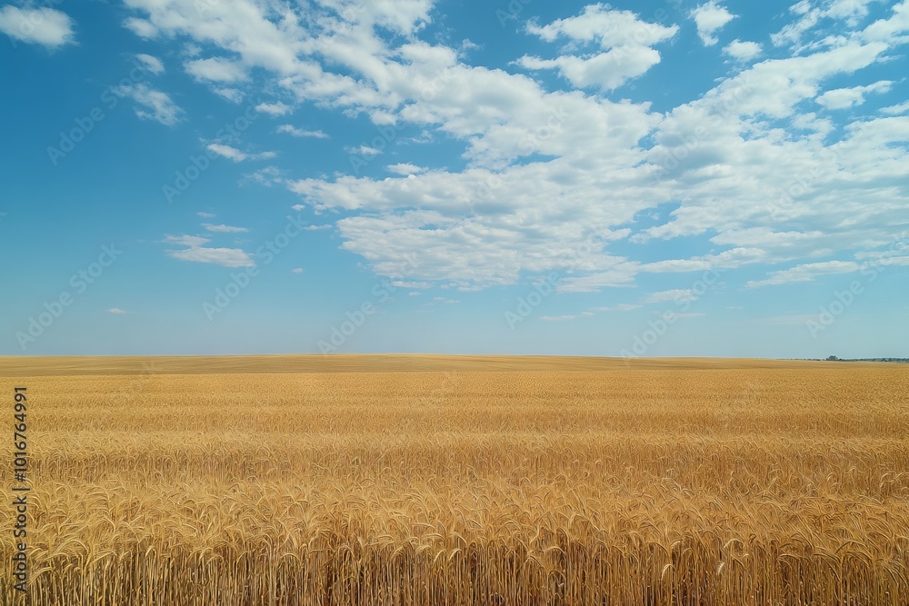 Drone Over Wheat Field with Summer Landscape. AI generated illustration Drone Over Wheat Field with Summer Landscape. AI generated illustration