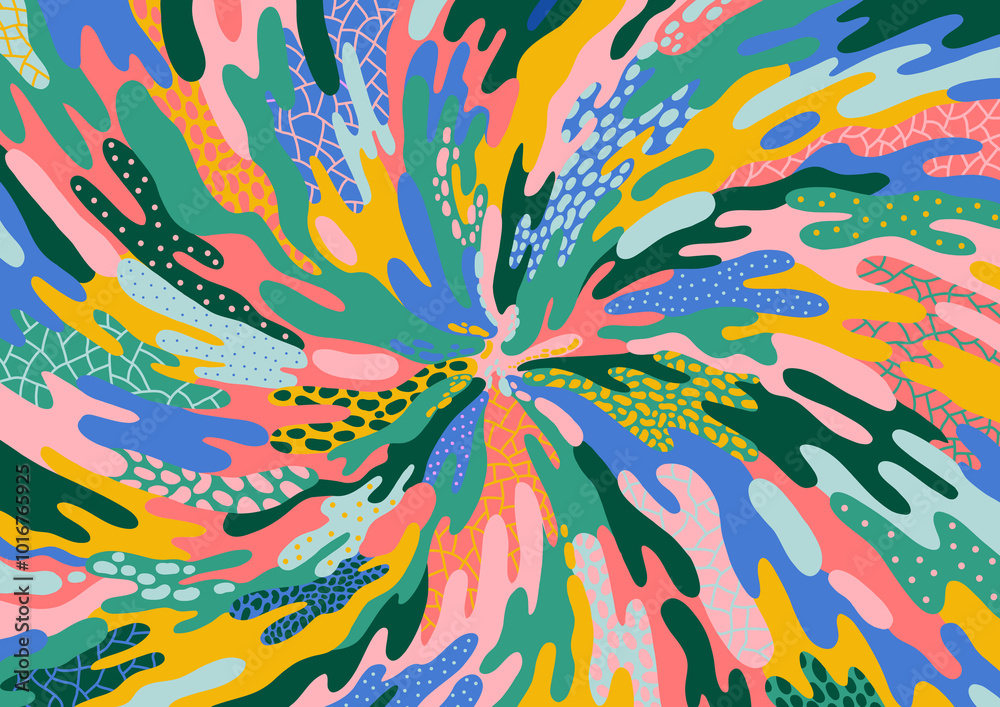 © Casiegraphics - Colorful vibrant swirl background, rotating spiral, colorful starburst or sunburst background pattern in a spiral or swirled radial striped design, Abstract color Wallpaper