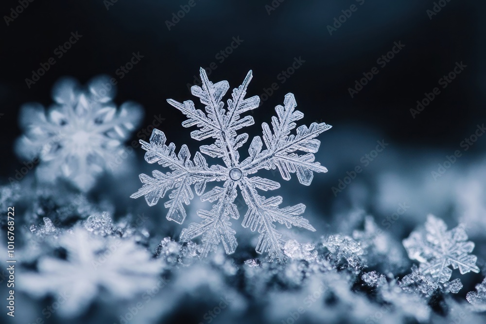 Snowflakes on a dark background photography crystals closeup. Snowflakes on a dark background photography crystals closeup.