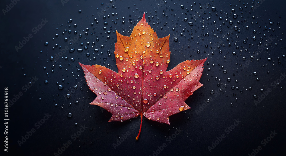 Red maple leaf on black background Red maple leaf on black background