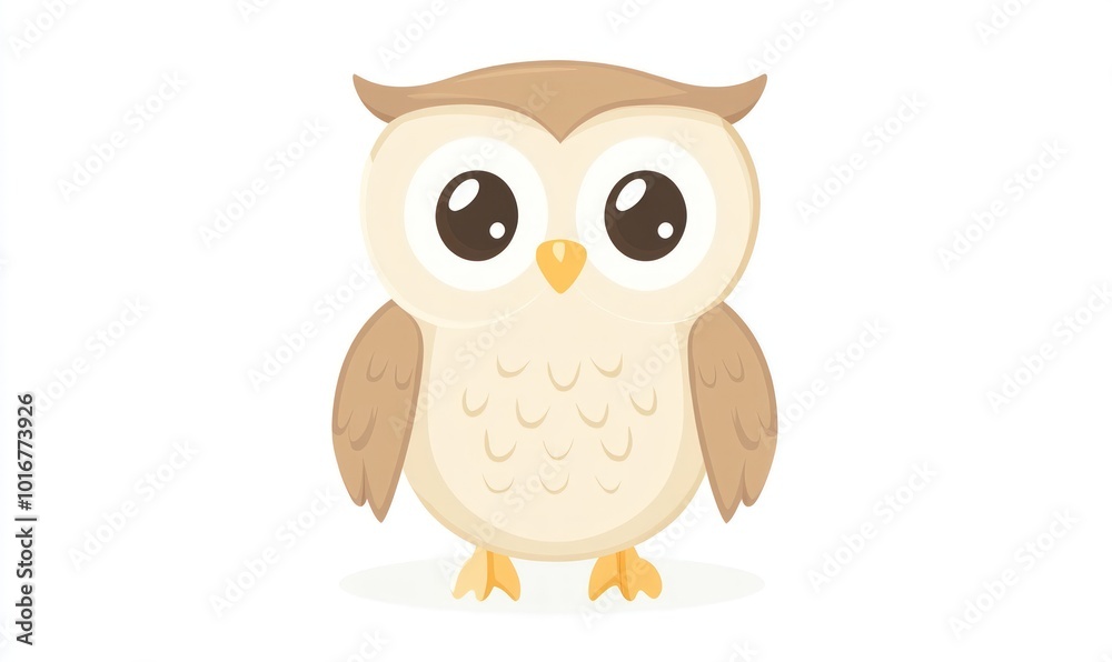 Cute cartoon owl with big eyes and brown feathers. Cute cartoon owl with big eyes and brown feathers.