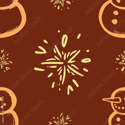 Seamless Christmas snowmans vector pattern for festive design