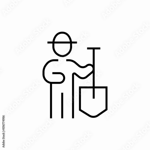 farmer and shovel icon sign vector