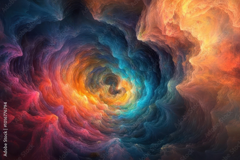 Abstract swirling digital art with vibrant hues and layered textures Abstract swirling digital art with vibrant hues and layered textures