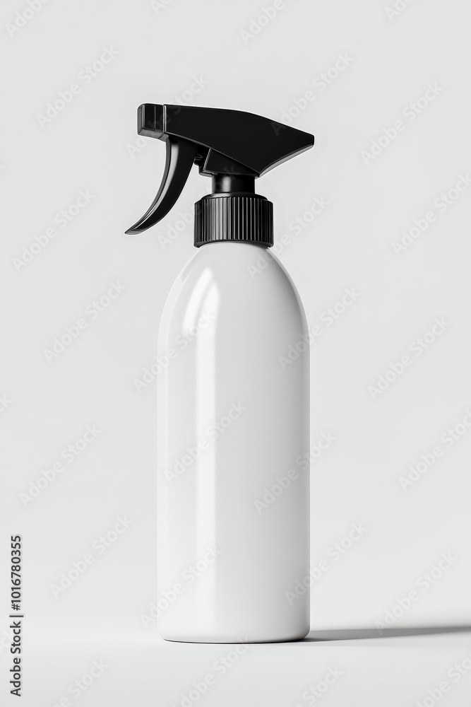 White Spray Bottle Mockup with Black Trigger