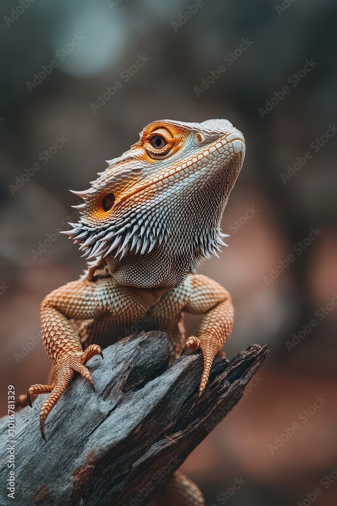 Bearded Dragon Lizard Reptile Pet Animal on Branch Close Up Bearded Dragon Lizard Reptile Pet Animal on Branch Close Up