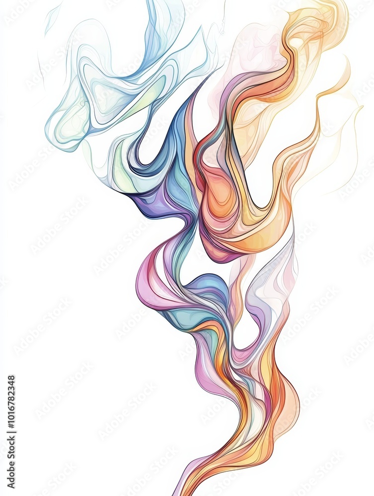 A white background with a multicolored wave of smoke at the bottom A white background with a multicolored wave of smoke at the bottom