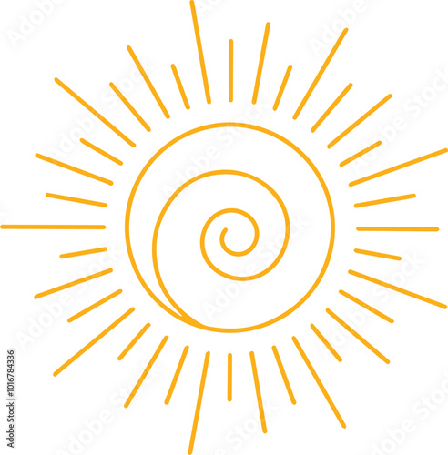 Sun Vector Isolated on White Background, Cute summer sunshine emoji. Yellow childish sunny emoticon. baby sun with sunbeams.