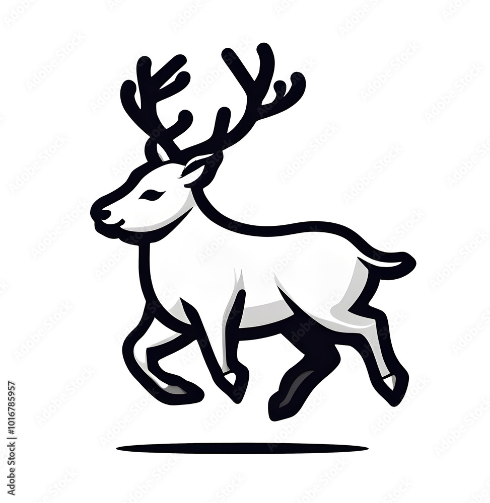 Running Whitetail Deer Logo Design
