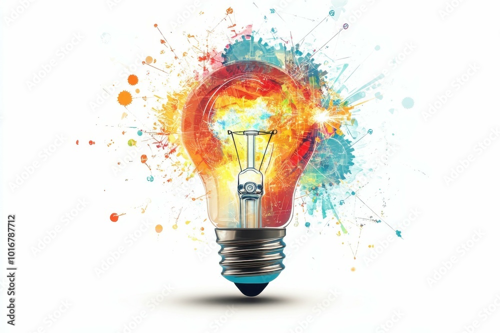 Creative light bulb with colorful splash effect. Creative light bulb with colorful splash effect.
