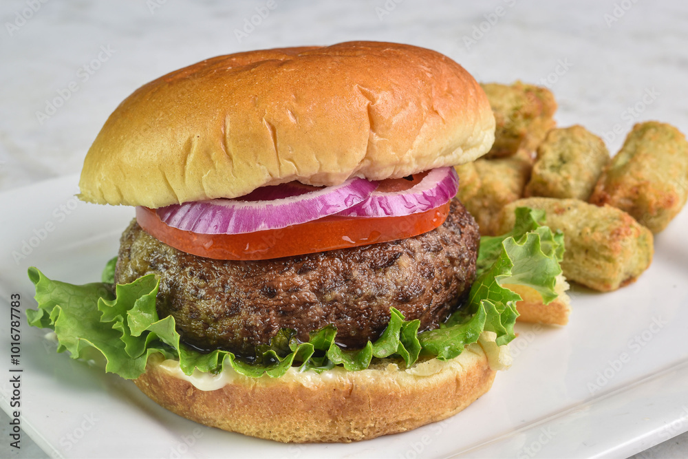 portobello burger serve with broccoli tots portobello burger serve with broccoli tots