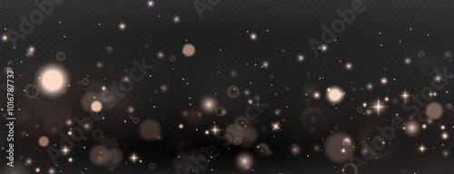 Christmas background. Powder PNG. Magic shining gold dust. Fine, shiny dust bokeh particles fall off slightly. Fantastic shimmer effect.	

