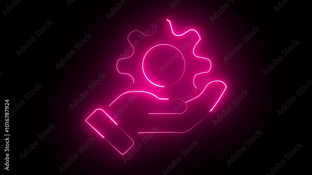 Continuous one single line hand setting icon drawing management Manufacturing icon neon glow vector illustration concept, setting icon technical concept and networking concept Continuous one single line hand setting icon drawing management Manufacturing icon neon glow vector illustration concept, setting icon technical concept and networking concept