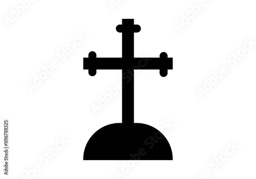 Icono negro de tumba con una cruz católica