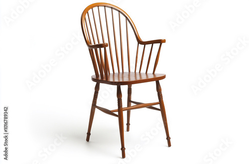 a wingback chair with high backrest and rolled arms