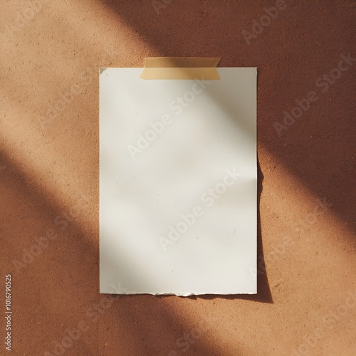 Blank Paper Pinned to a Textured Cork Wall, copy space white paper
