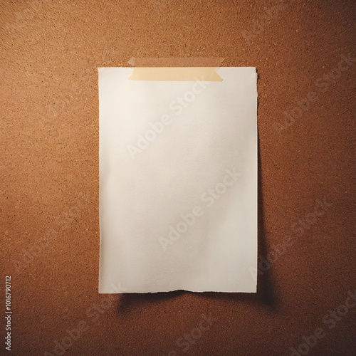 Blank Paper Pinned to a Textured Cork Wall, copy space white paper